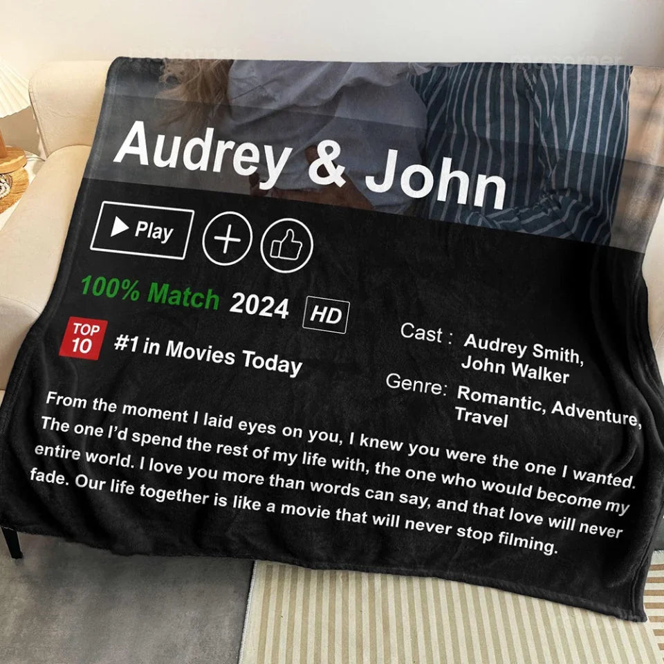 May_include_A_black_fleece_blanket_with_a_movie_poster_desig