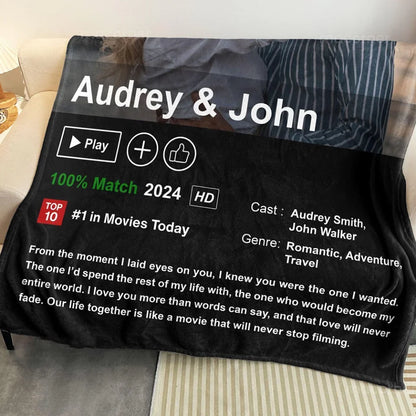 May_include_A_black_fleece_blanket_with_a_movie_poster_desig